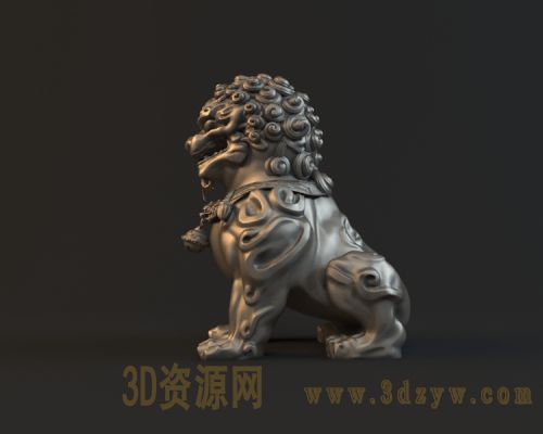 精细的石狮子模型