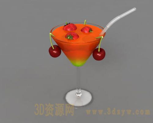 高脚杯草莓樱桃饮料
