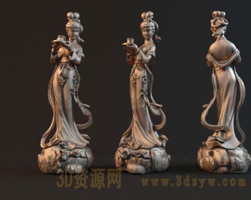 古代宫女 侍女雕塑模型