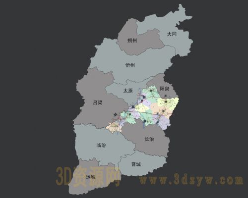 山西省地图  晋中市电网图 模型