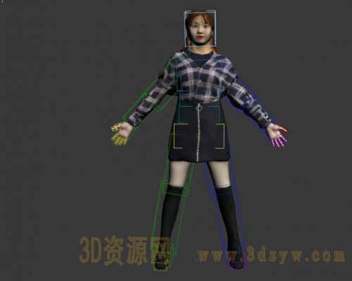 写实女角色模型 有骨骼绑定