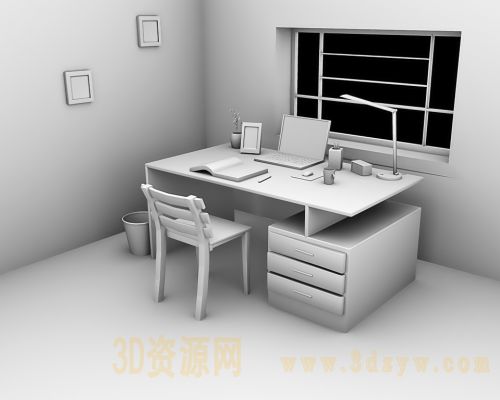 maya室内一角模型 电脑桌 工作台