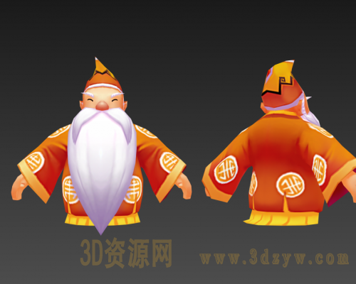 Q版白胡子老头模型