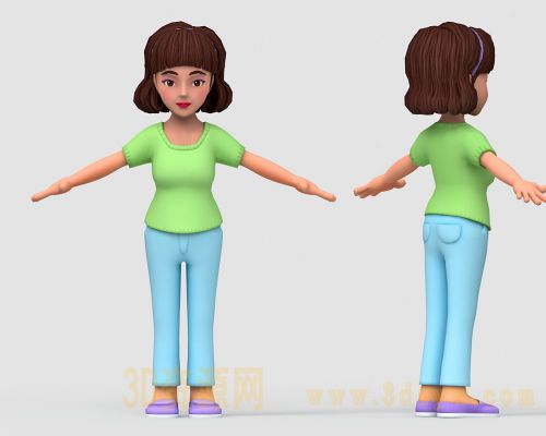 卡通妇女 卡通女人模型 妈妈模型 卡通人物有绑定