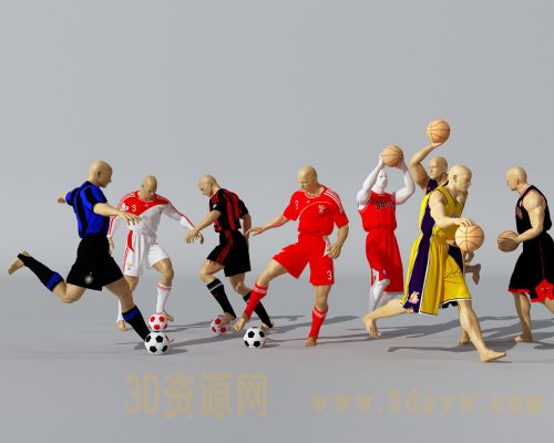 打篮球踢足球运动员模型 运动员3d模型