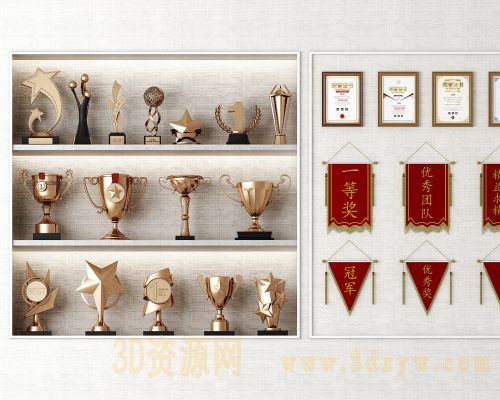 荣誉证书 奖杯 奖牌