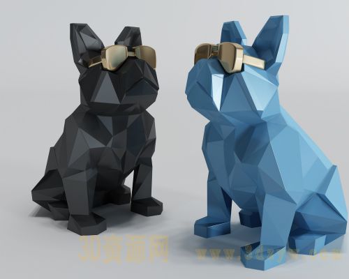 抽象斗牛犬摆件 小狗玩具模型