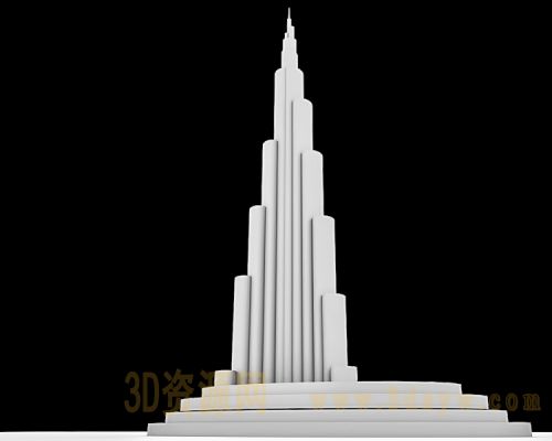 迪拜塔3d模型 低模迪拜塔
