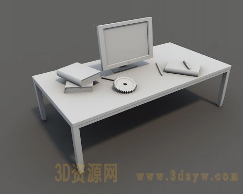 maya桌子模型 电脑桌 书模型 笔模型