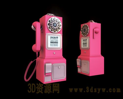 经典怀旧粉色电话机模型 复古电话模型