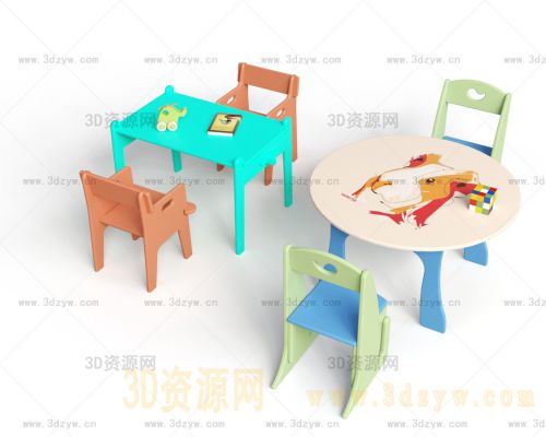 幼儿游戏桌椅模型 幼儿园桌椅 儿童桌椅