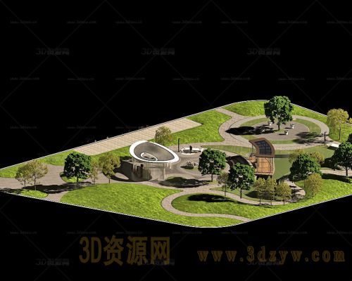 园林景观3d模型  公园环境 公园模型